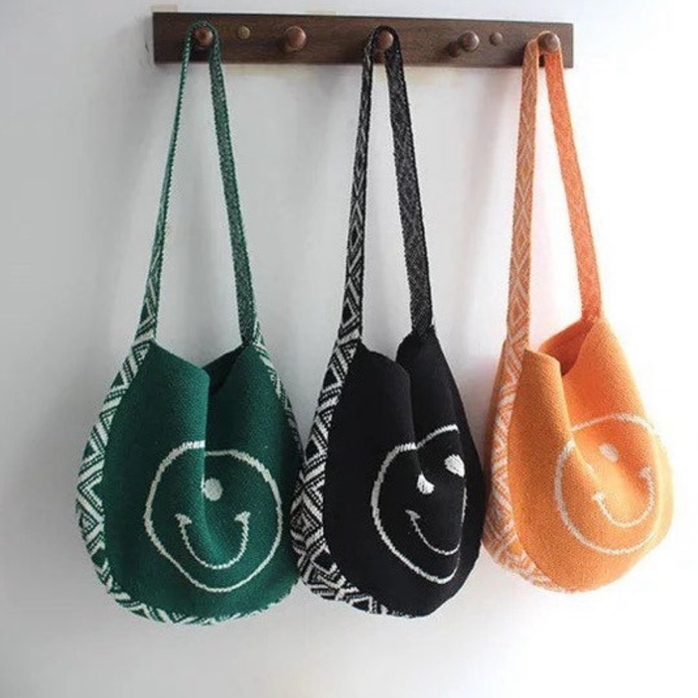 LAST 1! Bohemian Aztec Smiley Face Woven Boho  Happy Casual Shoulder bag - Picture 7 of 16